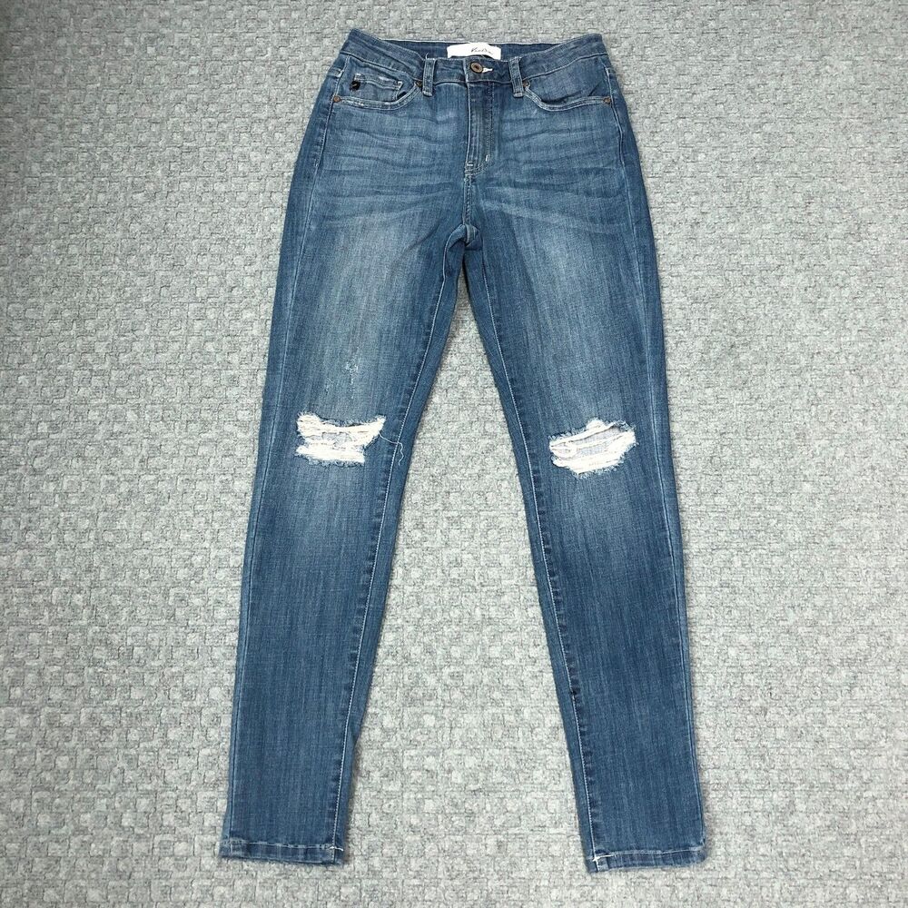 KanCan Jeans Womens 5/26 Blue Distressed Skinny Stretch Denim Mid Rise Capsule